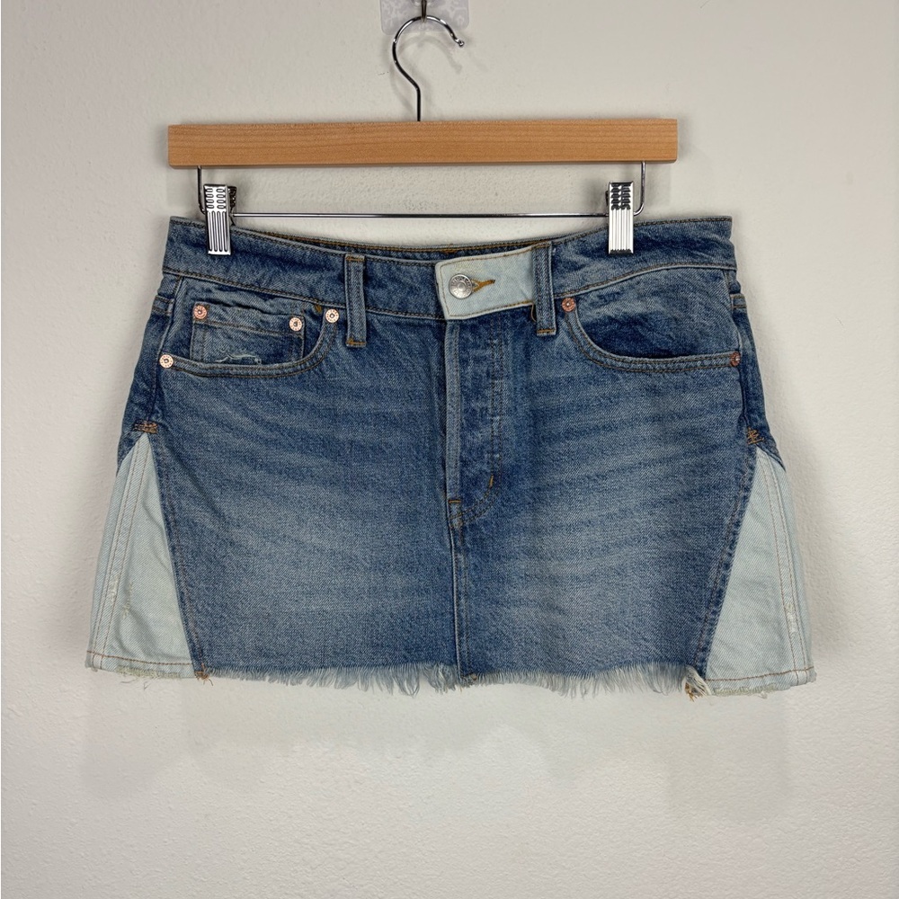 We the Free FP Denim Jean Skirt with Button Fly size 27 low rise